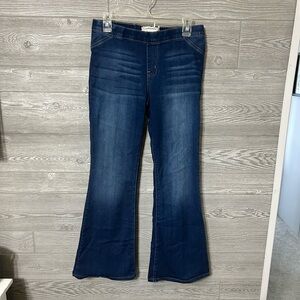 Altar'd‎ State Womens Dark Wash Pull On Flare Leg Jeans Size Medium Blue Denim